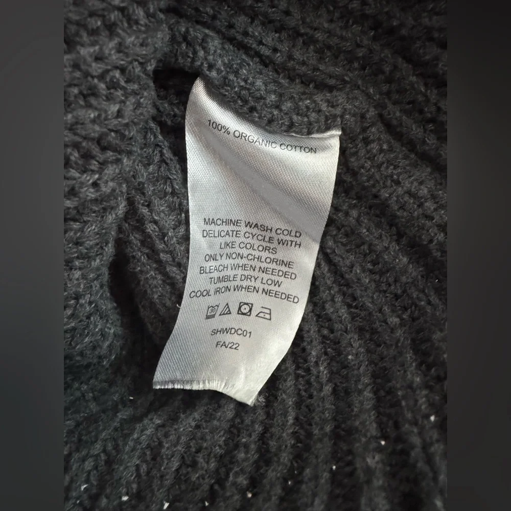 Quince 100% Cotton Charcoal Ribbed Crew Neck Sweater Size Small - Picture 4 of 4